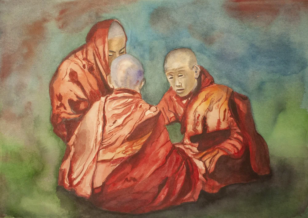 Bhutanese monks seated
