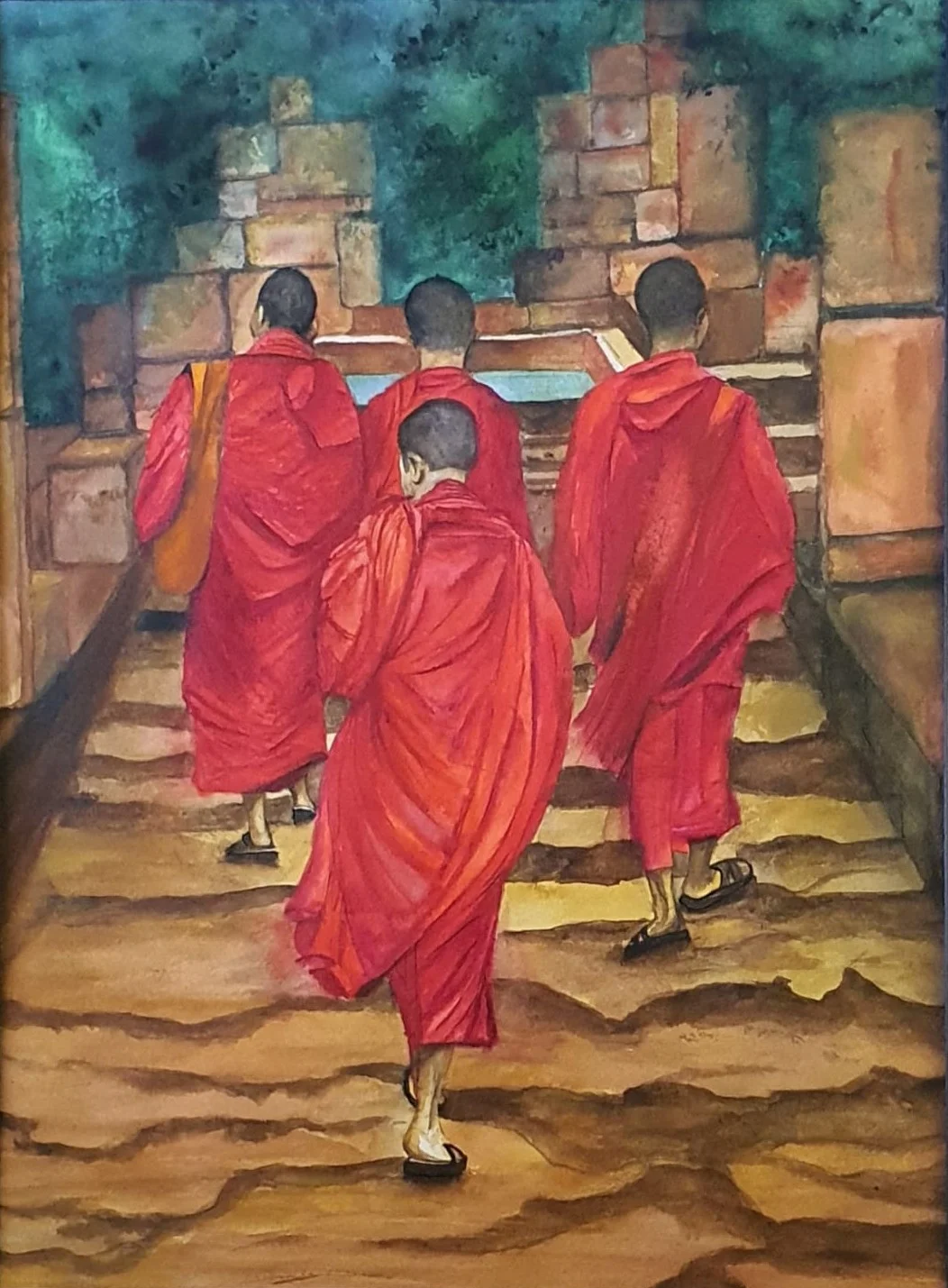 Monks climbing